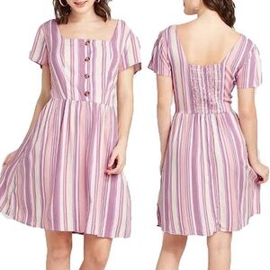 New Xhilaration Pink Stripe Short Sleeve Sun Dress | Size Small